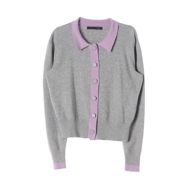 올리브데올리브 배색 카라 니트 가디건 89