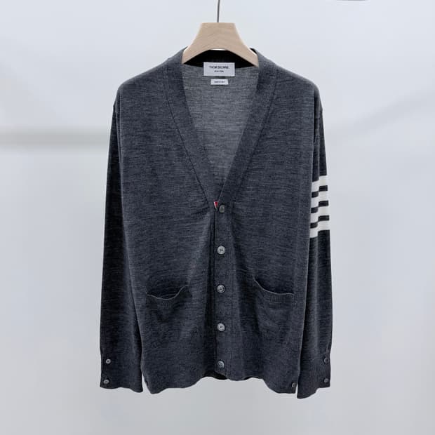 [미사용/3] 톰브라운 사선완장 메리노 울 가디건 그레이