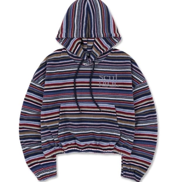 스컬프터 멀티 스트라이프 크롭 후디