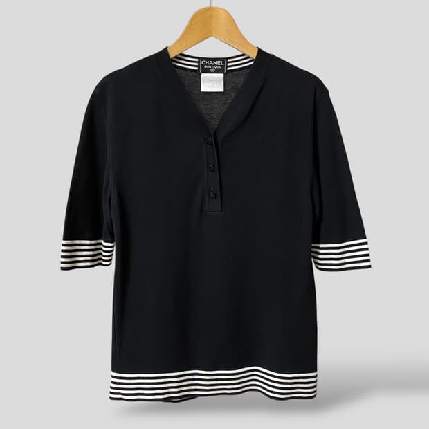 (여성36)90s CHANEL BOUTIQUE 샤넬 코튼 반팔니트