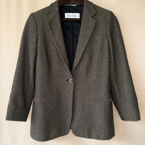 Max Mara 헤링본 싱글 블레이저 자켓 (55)
