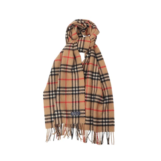 버버리 베이지 캐시미어 100% 노바체크 머플러