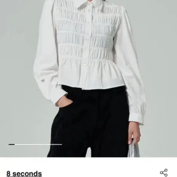 에잇세컨즈 코튼 셔링 블라우스 M