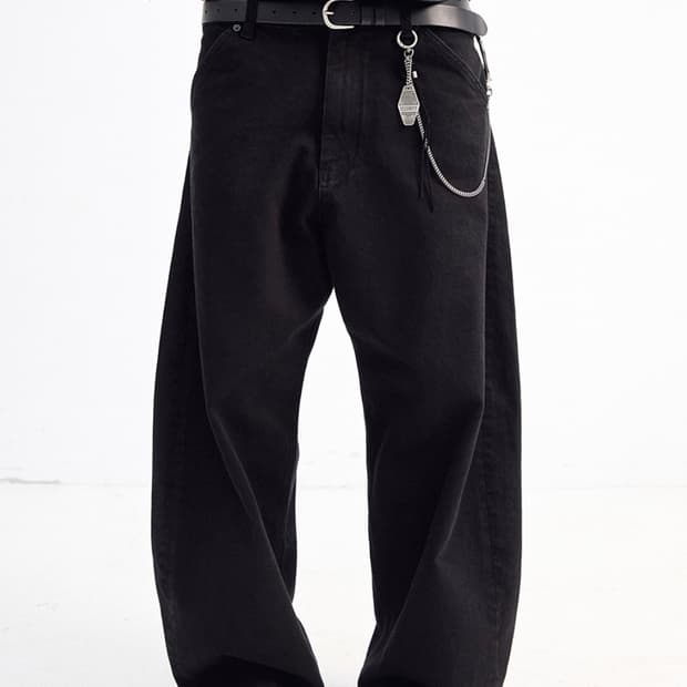 해칭룸 와이드 커브드 팬츠 제트 블랙