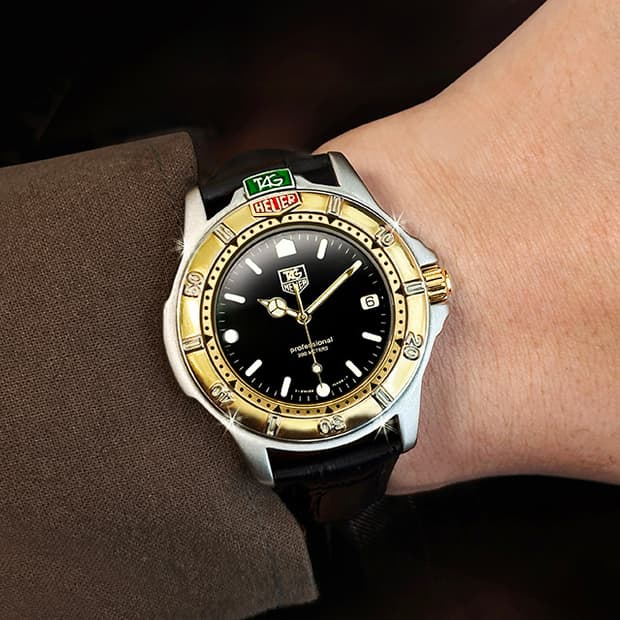 태그호이어 빈티지 프로패셔널 200M  블랙판 남성 콤비 시계