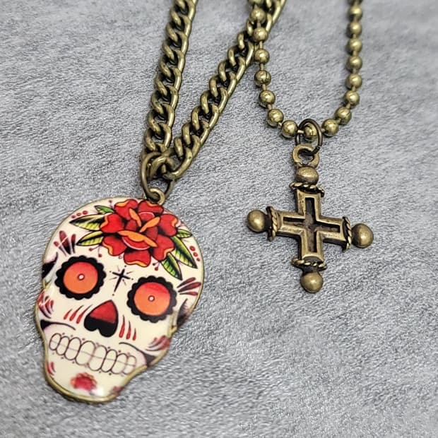 sugar skull necklace set