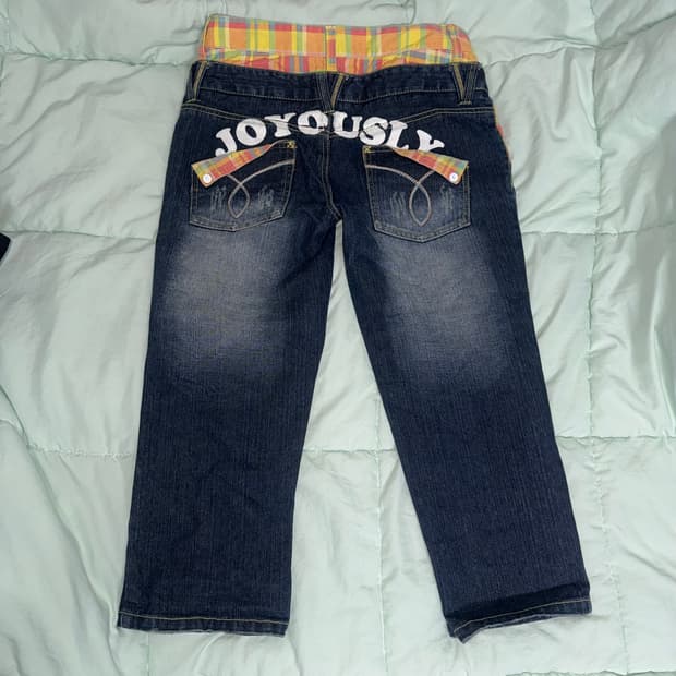 키치 갸루 y2k 9부 데님 팬츠 