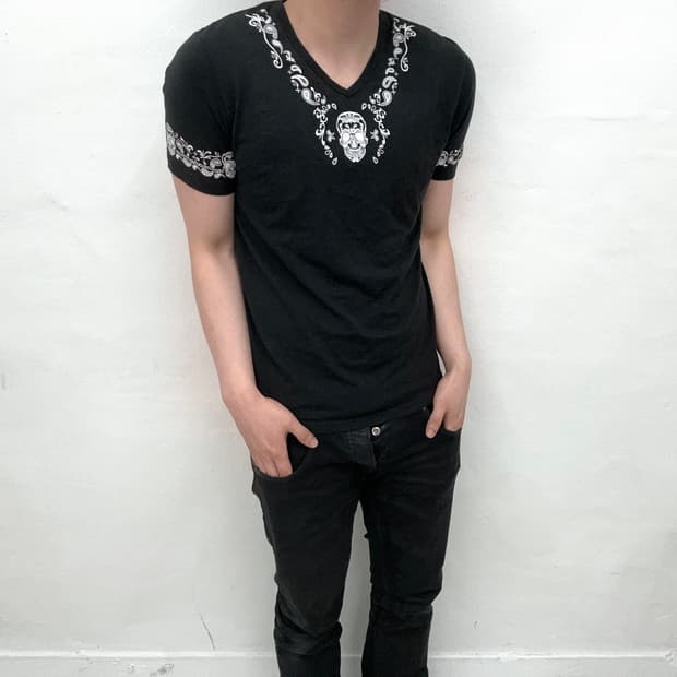 skull paisley line short sleeve