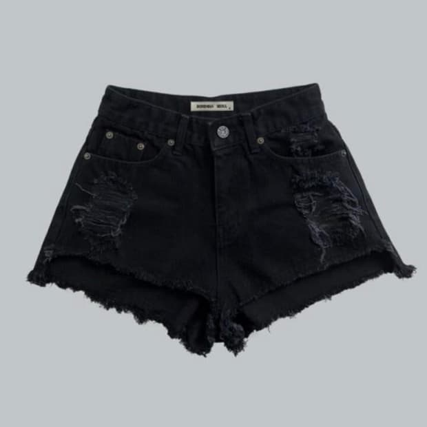보헤미안서울 컷팅 데미지 데님 반바지 쇼츠 L