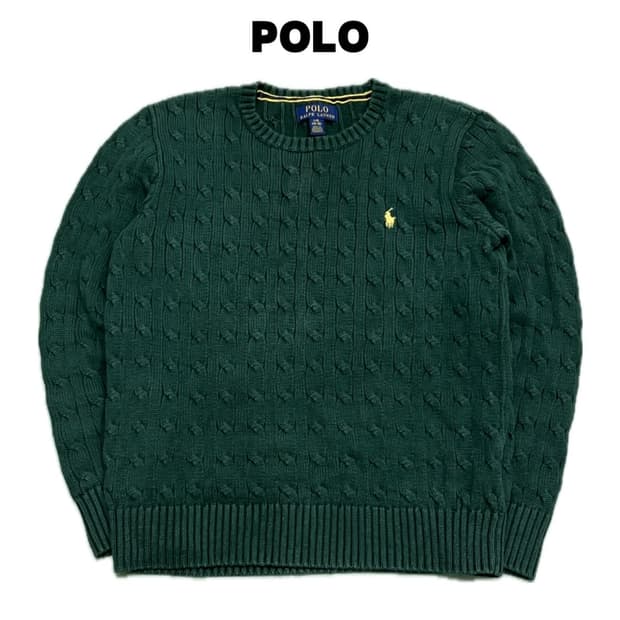 (L) 폴로 랄프로렌 주니어/우먼스 꽈배기 케이블 니트 그린