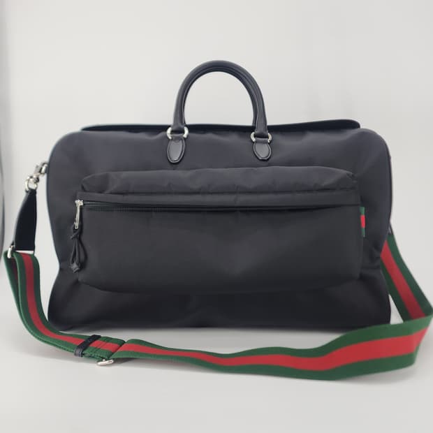 초민트급 구찌 이정재 라지 더플백 블랙 나일론 보스턴백 반둘리에