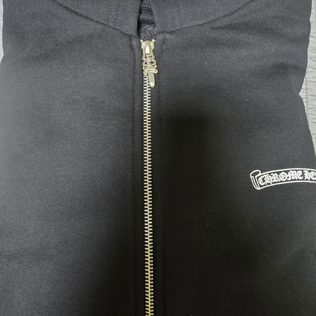 [L] 크롬하츠 스크롤로고 플리스 후드집업 블랙 L 