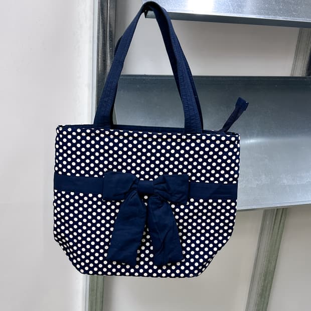 navy dot ribbon bag