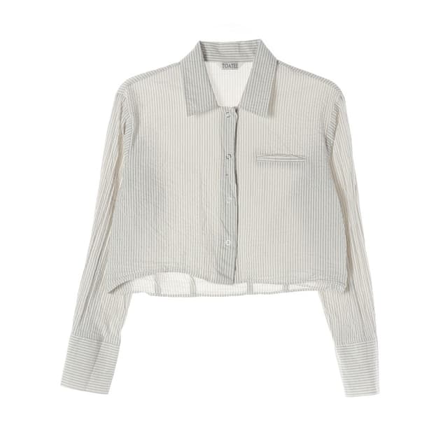 TOATEE 스트라이프 크롭 셔츠 F