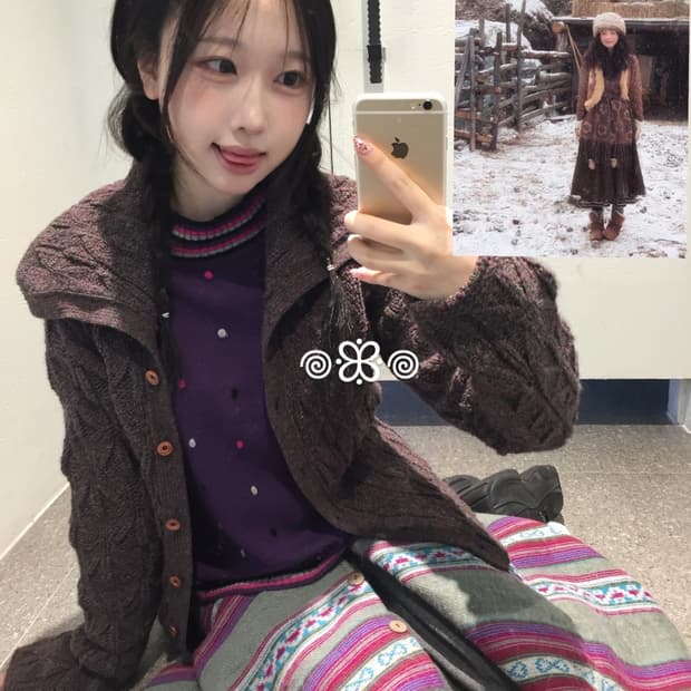 빈티지 몽골 소녀 노르딕 코디세트 