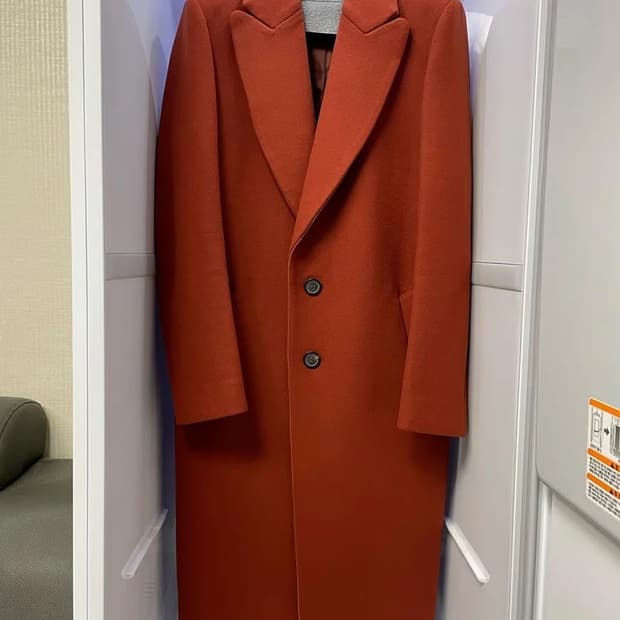 우영미 오렌지 캐시미어 오버핏 코트 46사이즈