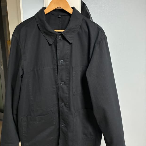 무인양품 케이폭 헤링본 워크 자켓 XL 블랙 커버올 초어자켓