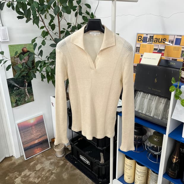 더캐시미어 캐시미어100% 칼라 니트 M