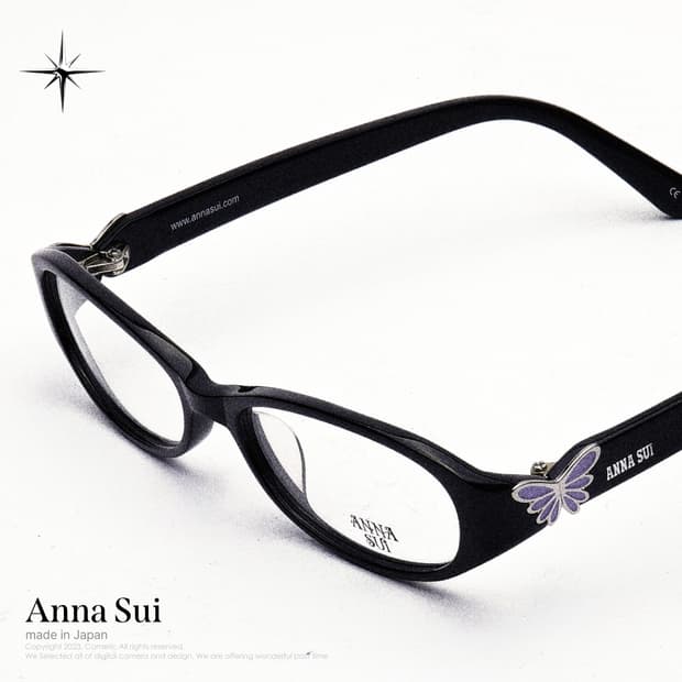 (made in Japan)Anna Sui🦋나비 블랙뿔테 빈티지안경