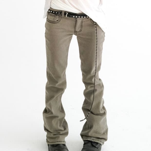 *구함* 샵페어리 스티치 로우 라이즈 플레어 팬츠 카키 그레이 S 구해요