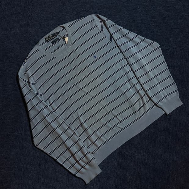 폴로 랄프로렌 블루 단가라 니트