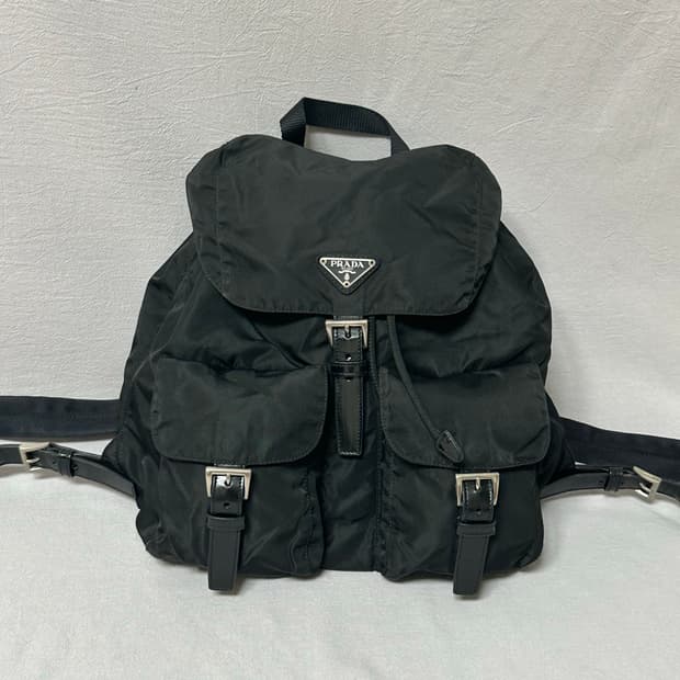 프라다 블랙 포코노 나일론 투포켓 백팩 미디움