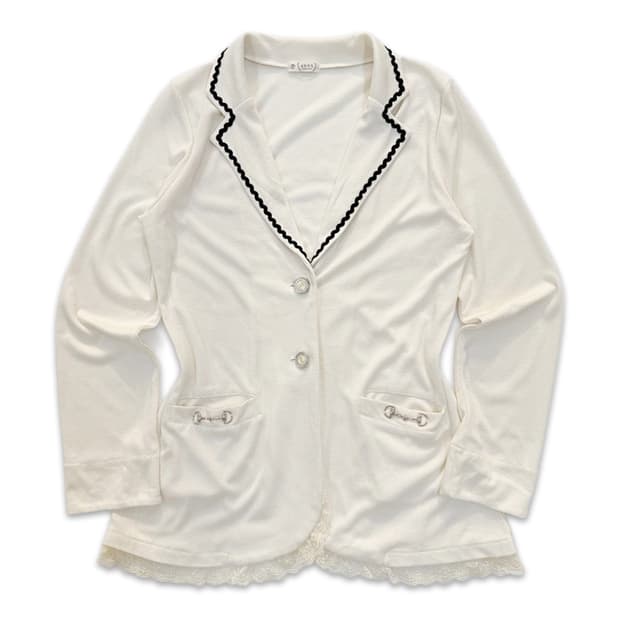 빈티지 Axes Femme 아이보리 레이스 가디건