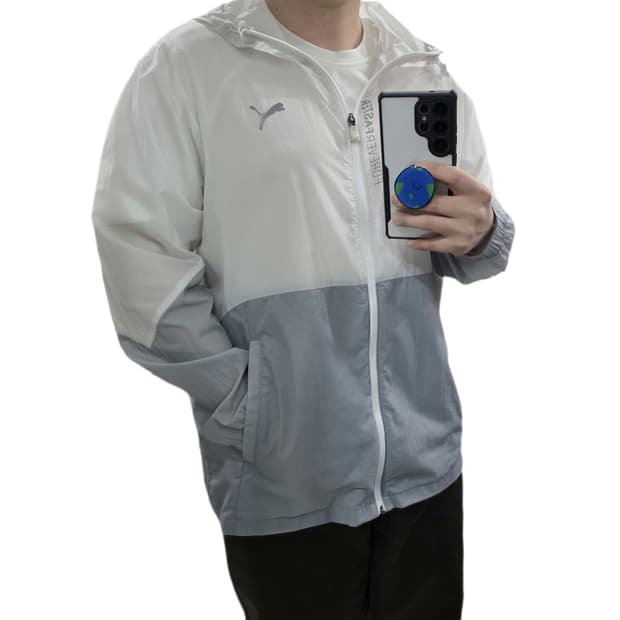 XL 푸마 화이트 그레이 초경량 후드 바람막이