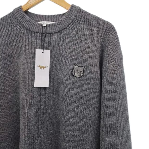 🩶[정품/새상품]메종키츠네 폭스 패치 그레이 와플 니트🩶