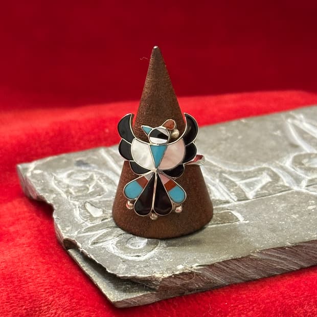 70s Zuni Thunderbird Inlay Sterling Si