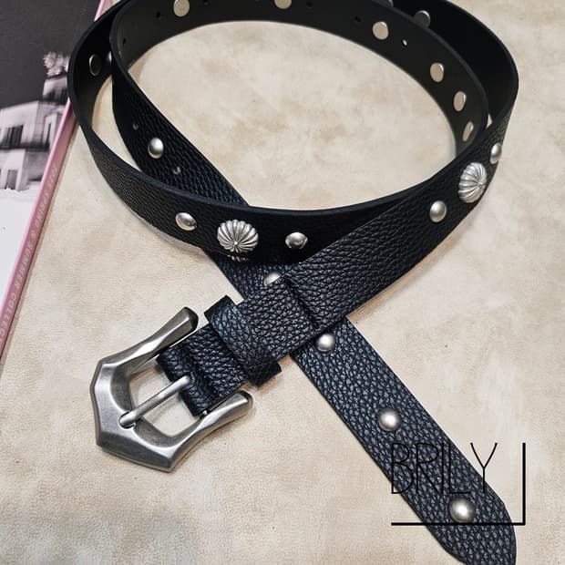 [Unisex] ROKI 에스닉 스터드 이태리 소가죽 웨스턴 벨트