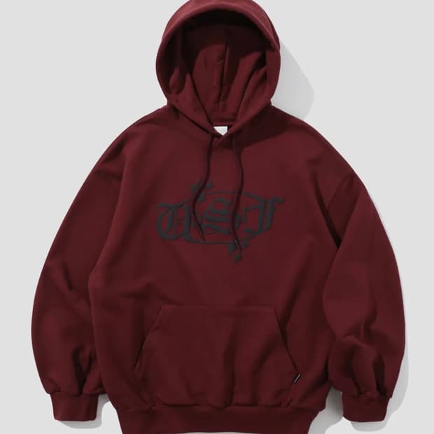 어반스터프 샤이닝 오발 로고 후디 후드티 버건디