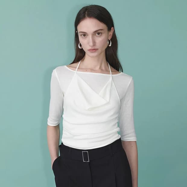 루에브르 Cowl Halter Layered Jersey Top