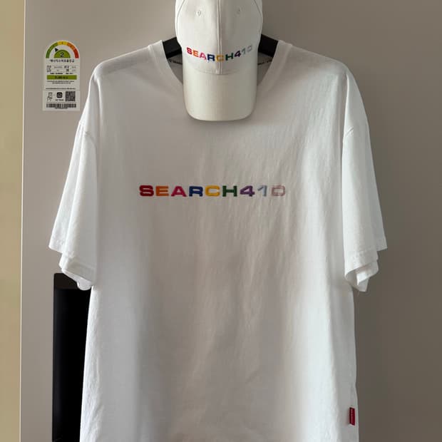 서치410 화이트 반팔 티셔츠 + 볼캡 세트 105-110사이즈