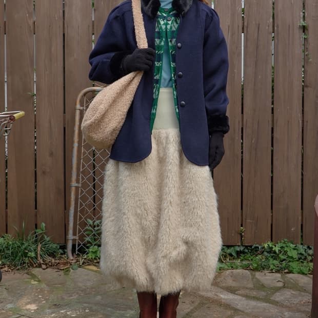 노컨텐츠 퍼 스커트 새제품 (택o) M사이즈