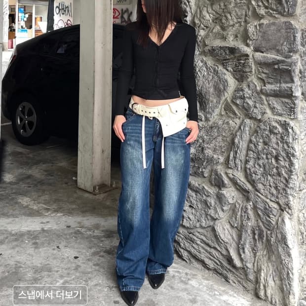 스컬프터 로우라이즈 데님 미드 블루 팬츠 바지