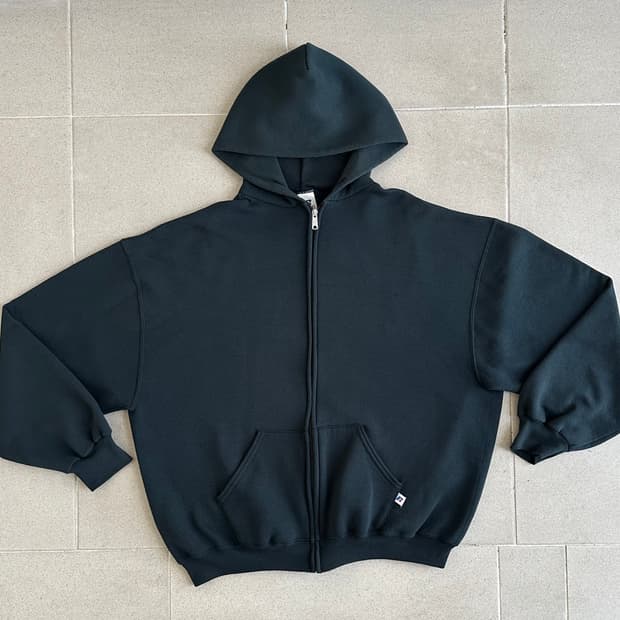 00s 빈티지 러셀 후드집업 다크그린 XL