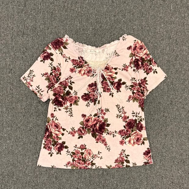 L)Rosa Cheri 플라워 레이스 모리 블라우스