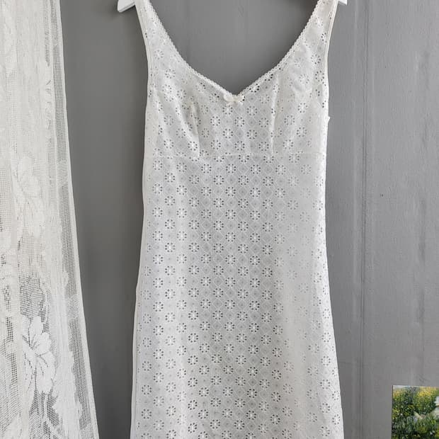 빈티지 퓨어 화이트 레이스 슬립 원피스