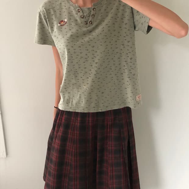 일본빈티지 모리 레이스 그린반팔