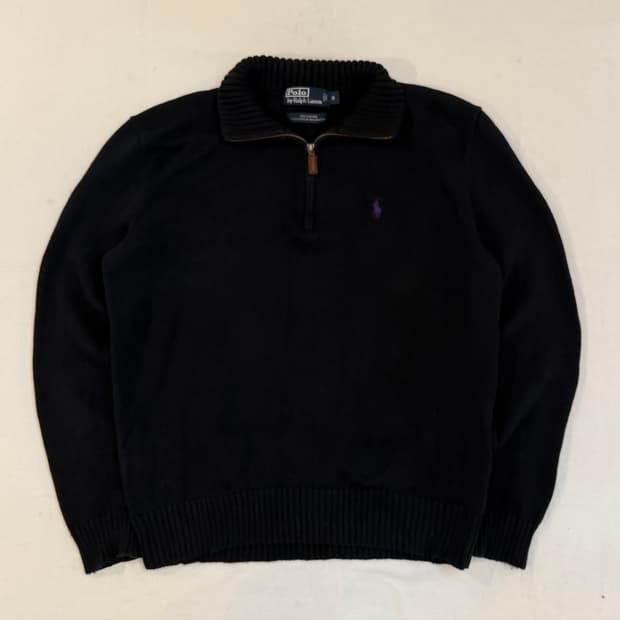 폴로 랄프로렌 반집업 코튼 니트 블랙