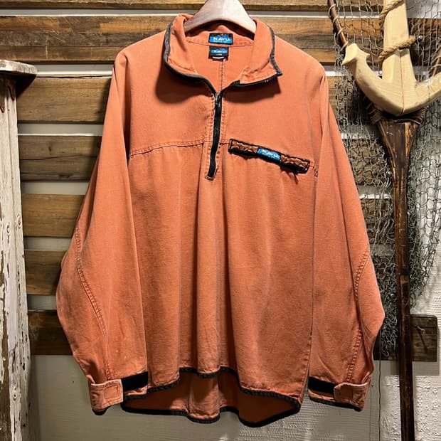 [L]KAVU 카부 Made in USA 브릭레드 캔버스 풀오버 셔츠
