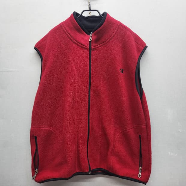 올드스쿨 챔피온 로고 후리스 쪼끼 XL