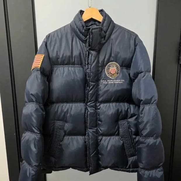 폴로 성조기 방패패치 구스다운 패딩 L