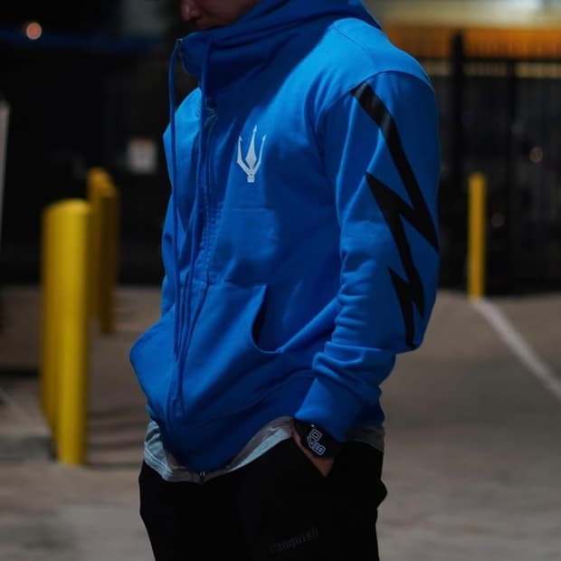 (XL) FIED 백로고 썬더 후드집업 블루