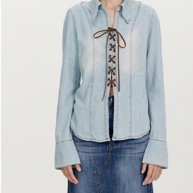 더오픈프로덕트 레이스업 데님 셔츠