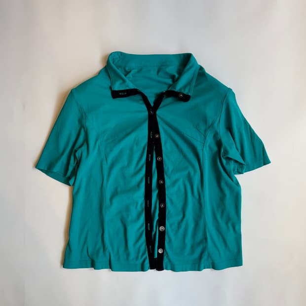 Teal Contrast Knit Shirt