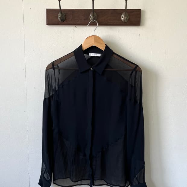 VERSACE 블랙 시스루 셔츠