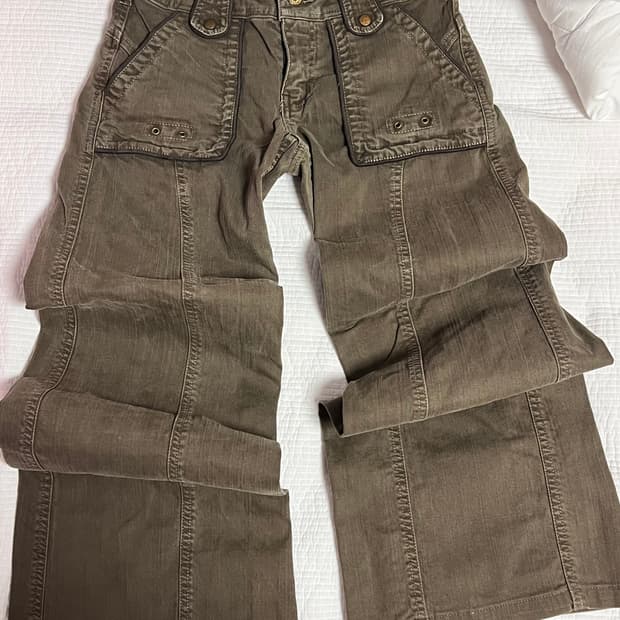 카키 브라운 로우라이즈  빈티지 부츠컷