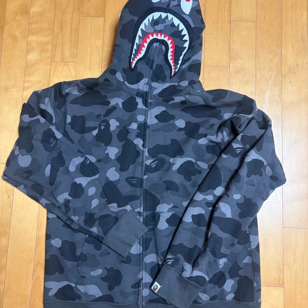 [XL] 베이프 컬러 카모 샤크 풀 집업 후드 블랙 흑계